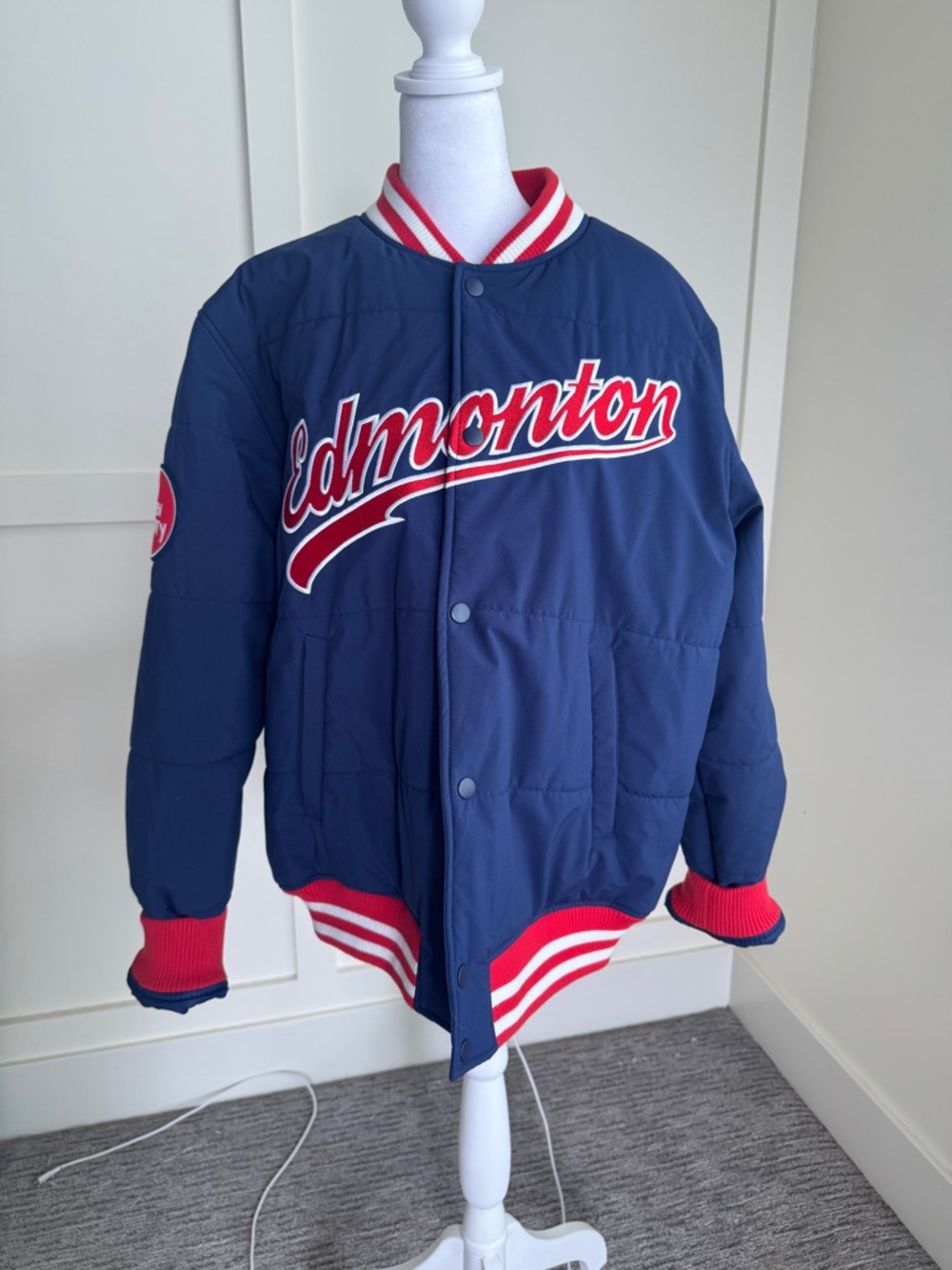 Seven7 Navy and Red Varsity-Style Jacket